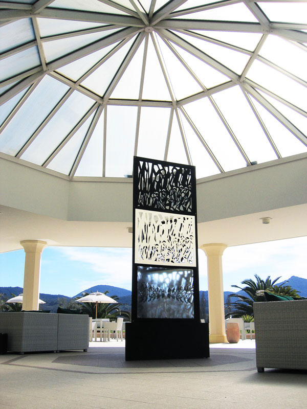 BBabel Stabile / Sculpture, création numérique et découpes métal / 300x300x100cm / Domaine de Barbossi, Alpes-Maritimes, France / 2011