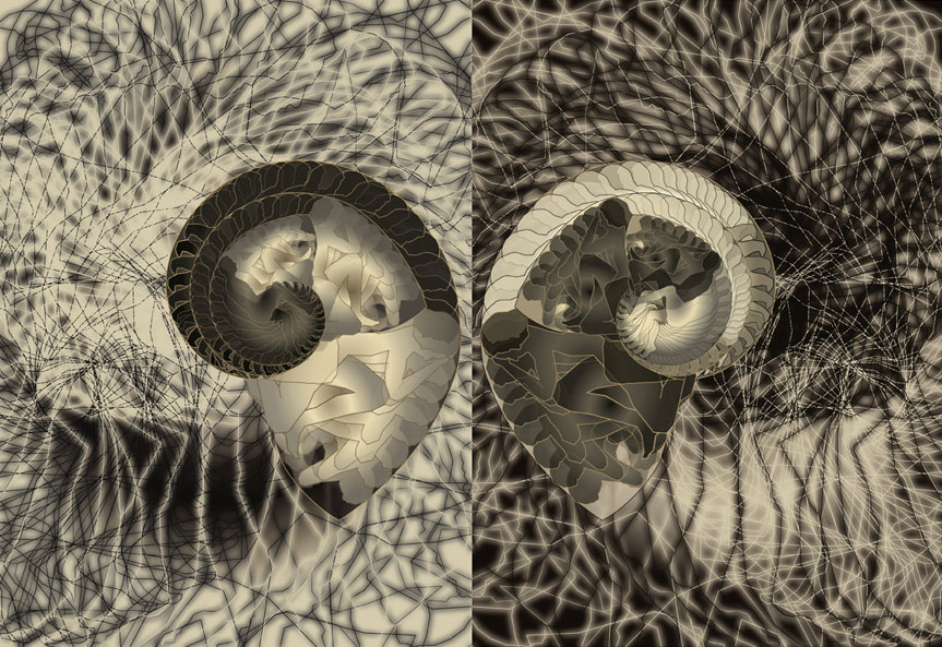 Bélier / Création numérique sous Diasec / Dyptique 165 X 120 cm x 2 / 2015