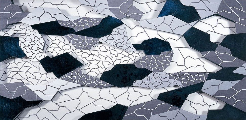 Nageur 1. / Œuvre relief, collage, acrylique / 50X100cm / 1997/98