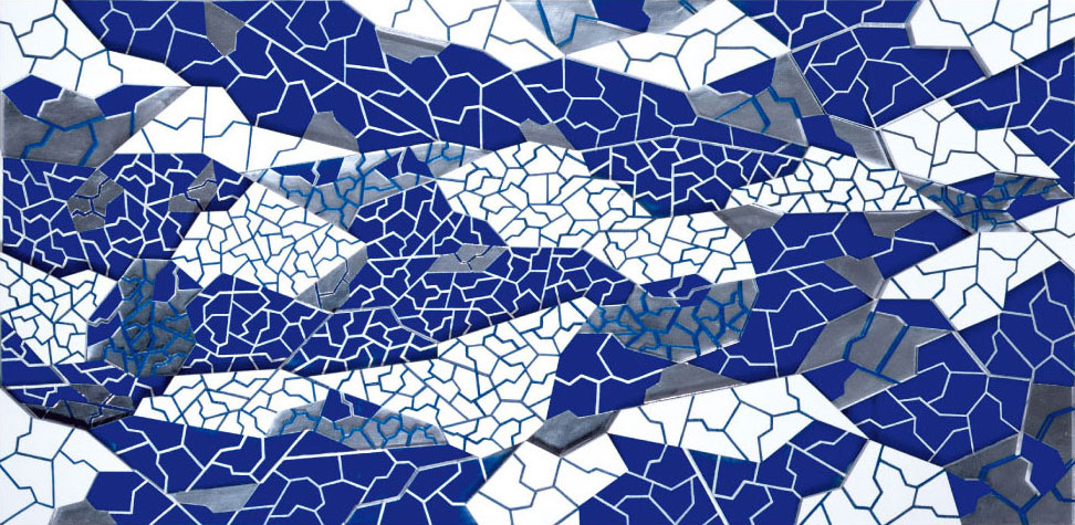 Nageur 2. / Œuvre relief, collage, acrylique / 50X100cm / 1997/98