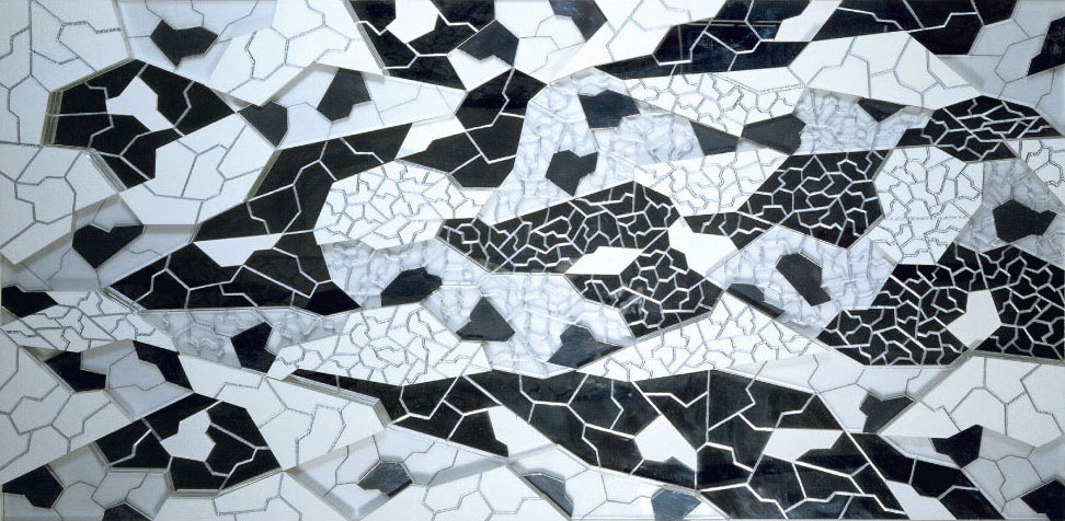 Nageur 3. / Œuvre relief, collage, acrylique / 50X100cm / 1997/98