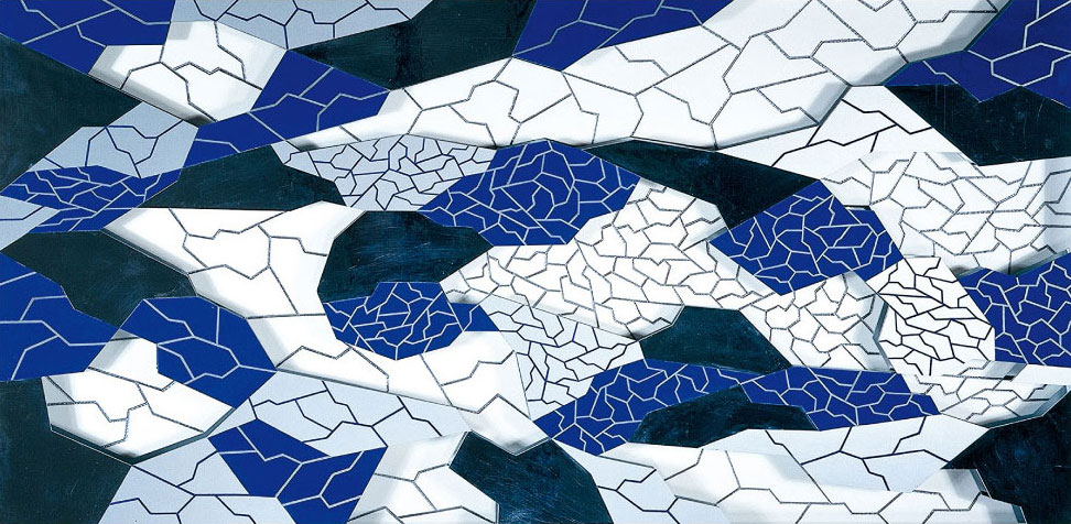 Nageur 4. / Œuvre relief, collage, acrylique / 50X100cm / 1997/98