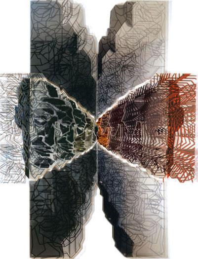 Morpho / Création numérique sous plexiglas - architecture / 280X230cm / 2000