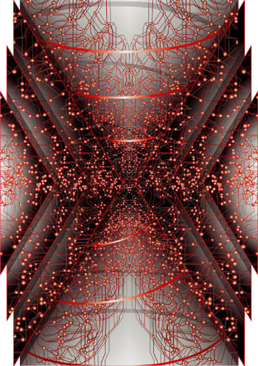 Sablier Argent / Création numérique sous plexiglas - architecture / 80X65cm / 2001