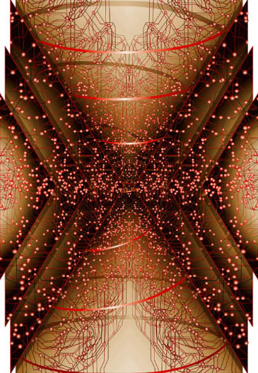 Sablier Or / Création numérique sous plexiglas - architecture / 152X117cm / 2001