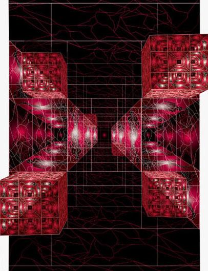 Architecture / Création numérique sous plexiglas - architecture / 200X155X40cm / 2004