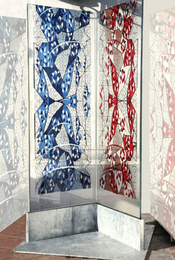 Couple fractal / Sculpture, création numérique sous verre / 240X200cm / 2008