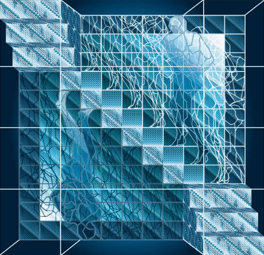 Echelles / Création numérique sous plexiglas - architecture / 240X240cm / 2005