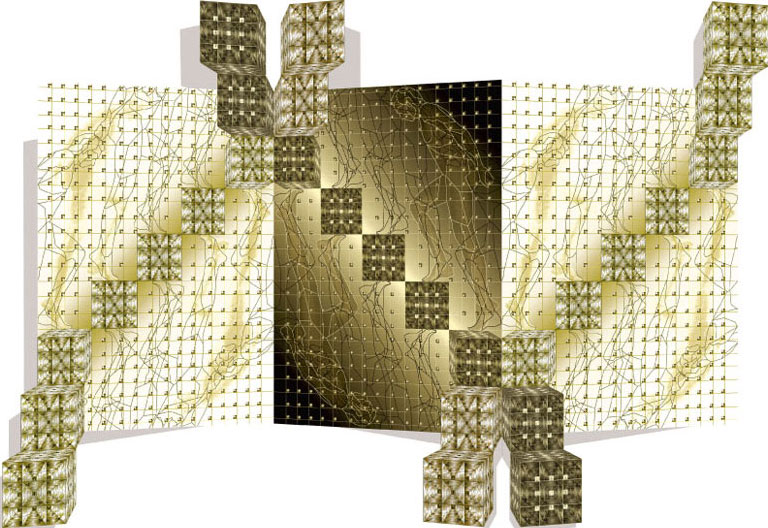 Echelles Triptyque Plis / Création numérique sous plexiglas - architecture / 100X180cm / 2006