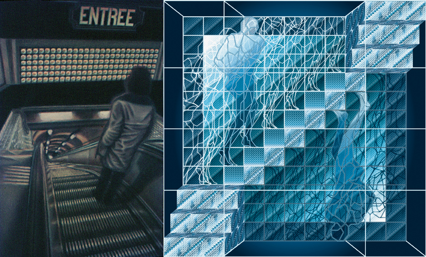 Escalator 1975 - Échelles 2004 / acrylique sur toile, création numérique sous Diasec
